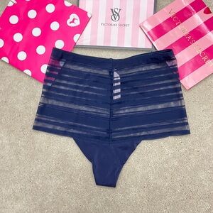 New Victoria’s Secret Very Sexy Blue Mesh high Waist thong Panties VS Small S